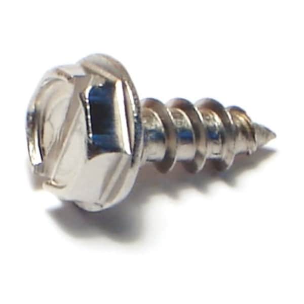 Midwest Fastener Sheet Metal Screw, #10 x 1/2 in, 18-8 Stainless Steel Flange Hex Head Slotted Drive, 100 PK 08177 - main